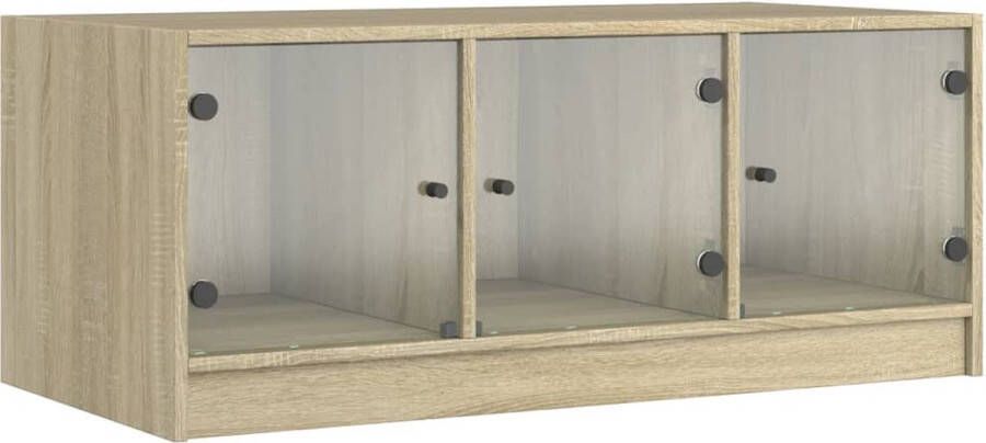 VidaXL Salontafel 102x50x42 cm Sonoma Eiken Salontafel Bewerkt Hout Glas Sonoma Eiken Opbergruimte Woonkamerstijl