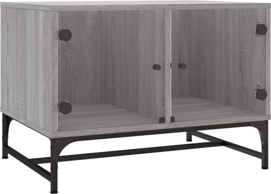 VidaXL Salontafel Glazen Deuren Grijs Sonoma Eiken Salontafel Bijzettafel Houten Salontafel Tv Tafels Opbergtafels Grijze Salontafel Sonoma Eiken