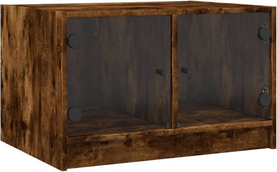 VidaXL Salontafel Glazen Deuren Gerookt Eiken Salontafel Houten Salontafel Eiken Salontafel Opbergtafels Tv Tafels Living Room Furniture Meubilair