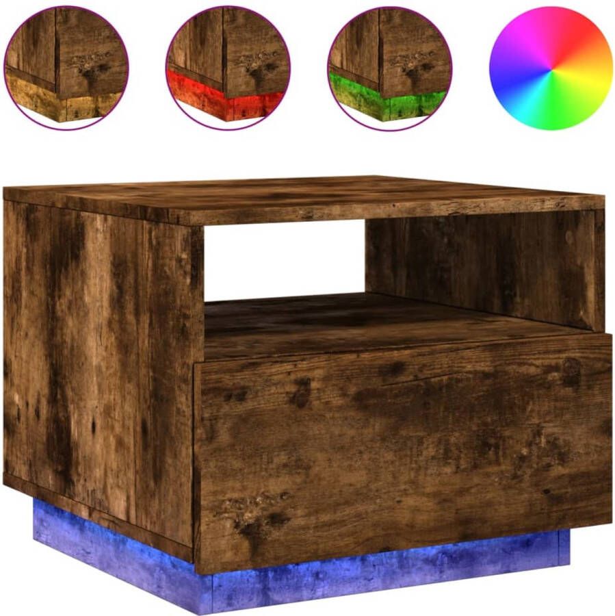 VidaXL -Salontafel-met-LED-verlichting-50x49x40-cm-gerookt-eikenkleurig - Foto 4