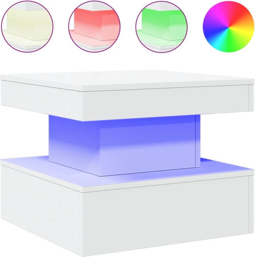VidaXL Salontafel LED-verlichting Wit 50x50x40 cm Salontafel Salontafels Bijzettafel Salontafel
