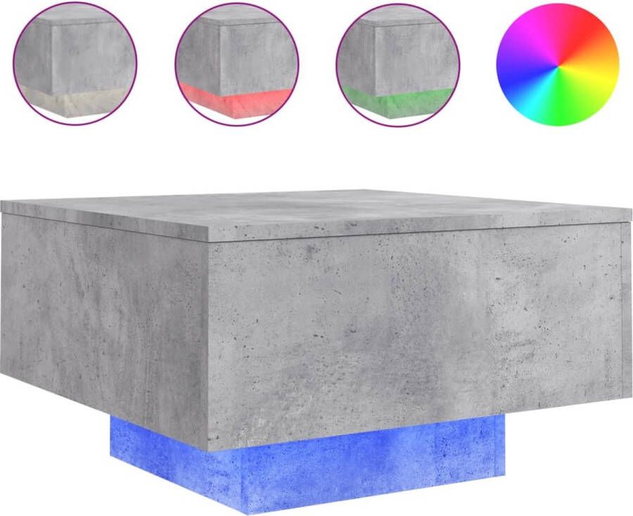 VidaXL -Salontafel-met-LED-verlichting-55x55x31-cm-betongrijs - Foto 2