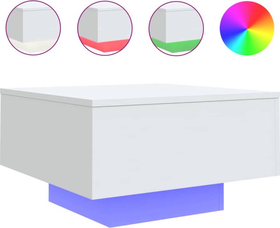VidaXL Salontafel LED-verlichting 55x55x31 cm Wit Salontafel Salontafels Bijzettafel Salontafel