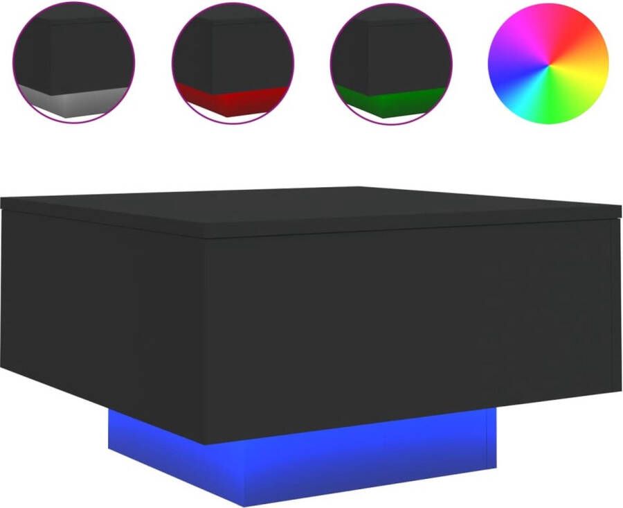 VidaXL -Salontafel-met-LED-verlichting-55x55x31-cm-zwart - Foto 2