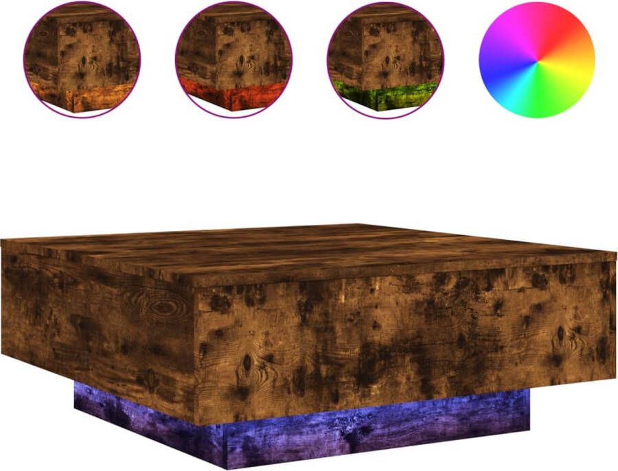 VidaXL Salontafel LED-verlichting Gerookt Eiken Salontafel Salontafels Bijzettafel Salontafel