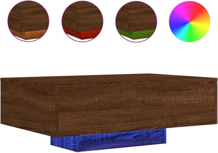 VidaXL Salontafel met LED-verlichting bruin eiken Salontafel Salontafels Bijzettafel Salontafel