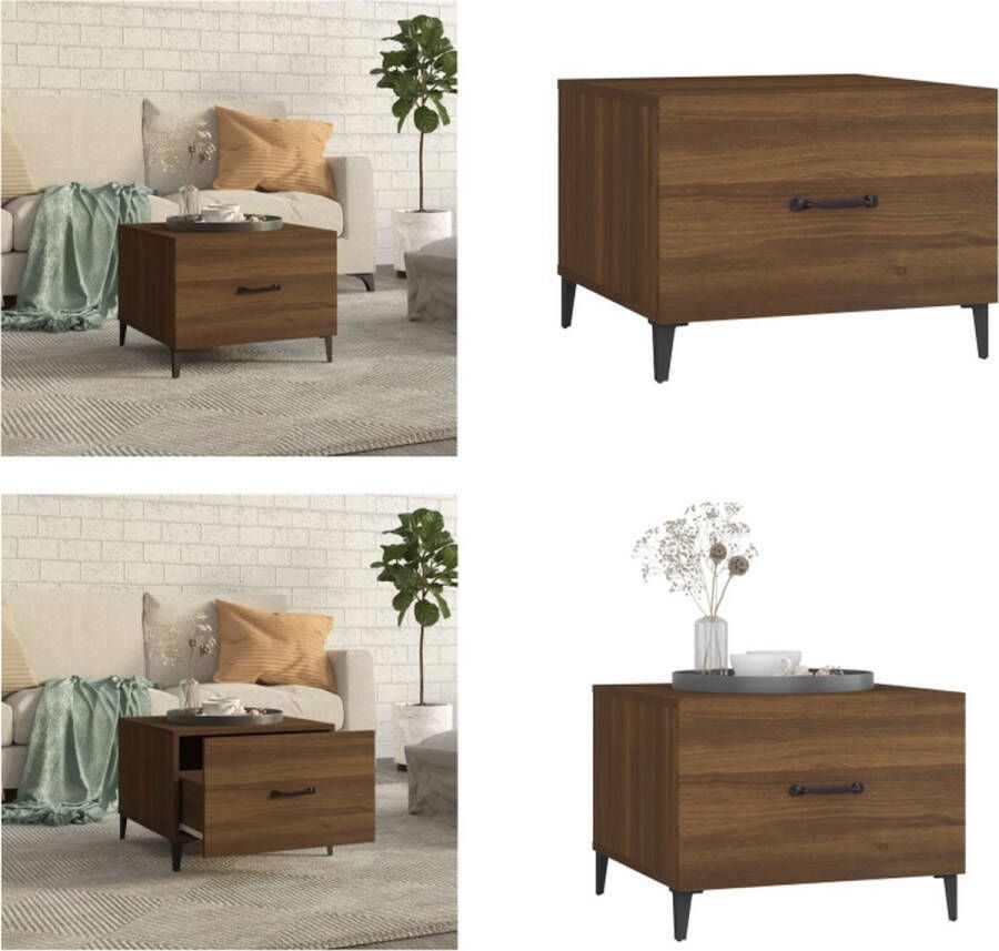 VidaXL Salontafel met metalen poten 50x50x40 cm bruineikenkleurig Salontafel Salontafels Tafel Bijzettafel