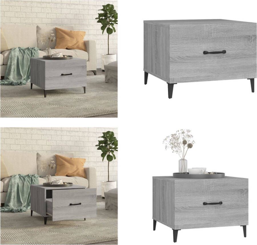 VidaXL Salontafel met metalen poten 50x50x40 cm grijs sonoma eiken Salontafel Salontafels Tafel Bijzettafel