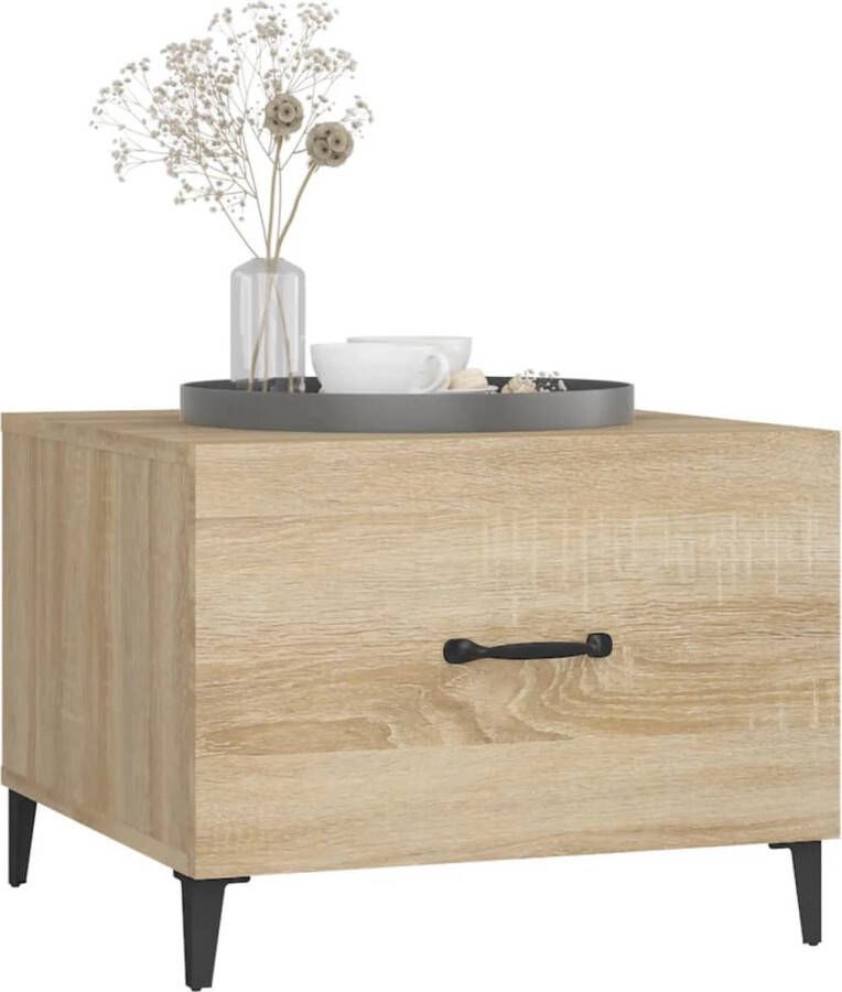 VidaXL -Salontafel-met-metalen-poten-50x50x40-cm-sonoma-eikenkleurig - Foto 2