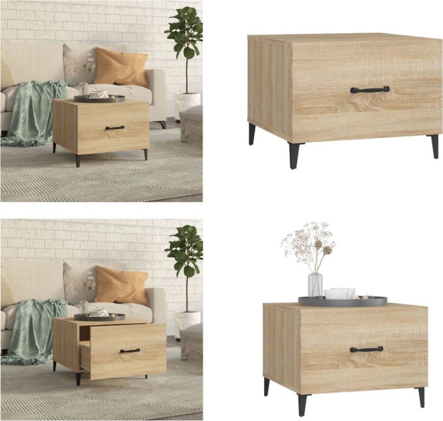 VidaXL Salontafel met metalen poten 50x50x40 cm sonoma eikenkleurig Salontafel Salontafels Tafel Bijzettafel