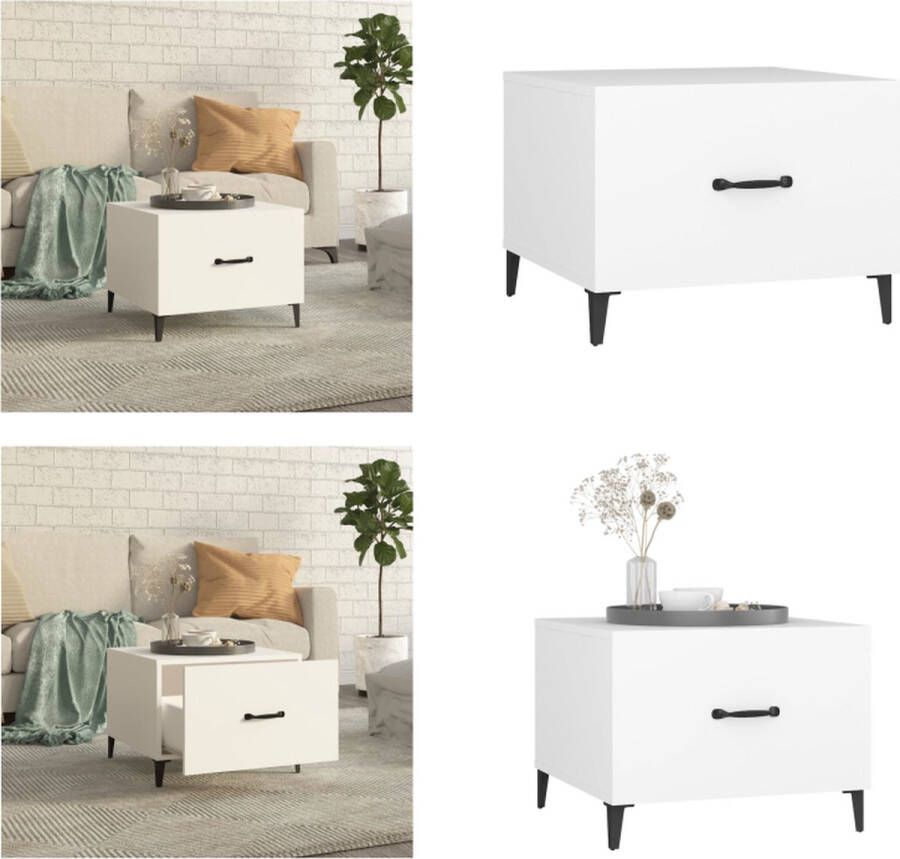 VidaXL Salontafel met metalen poten 50x50x40 cm wit Salontafel Salontafels Tafel Bijzettafel
