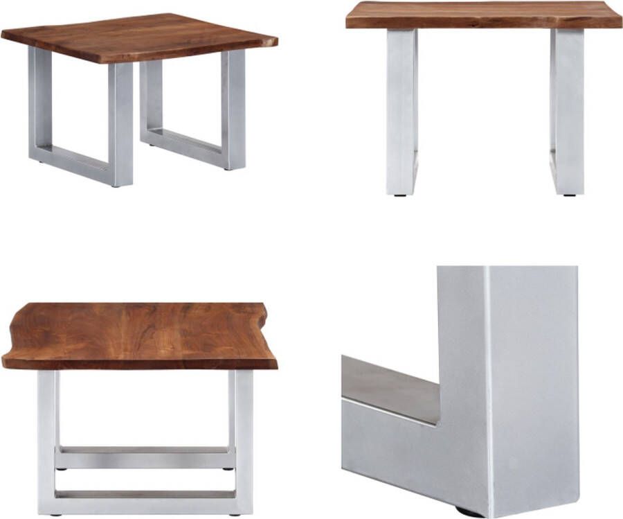 VidaXL Salontafel met natuurlijke randen 60x60x40 cm acaciahout Salontafel Salontafels Woonkamertafel Woonkamertafels