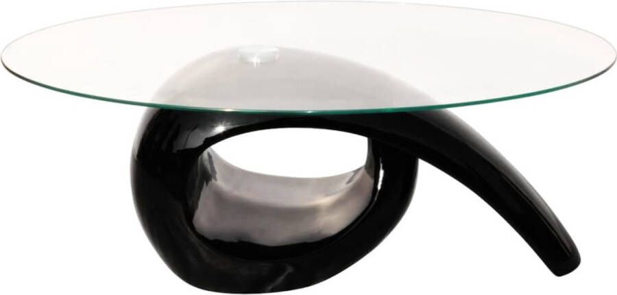 VidaXL -Salontafel-met-ovaal-glazen-tafelblad-hoogglans-zwart - Foto 2