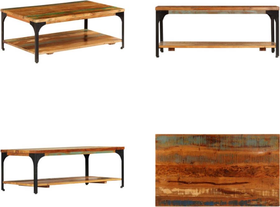 VidaXL Salontafel met schap 100x60x35 cm massief gerecycled hout Salontafel Salontafels Koffie Tafel Koffie Tafels