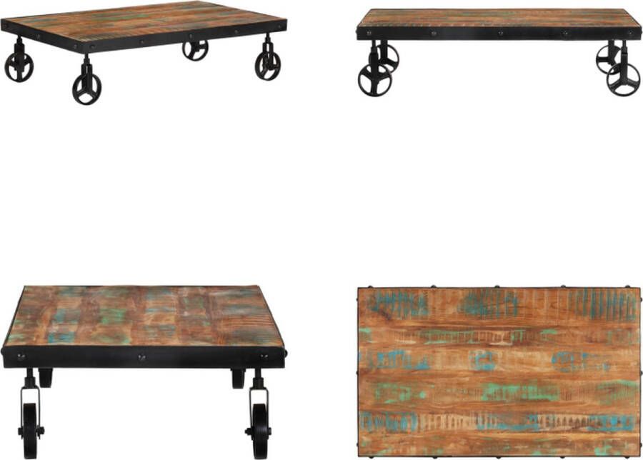 VidaXL Salontafel met wielen 100x60x26 cm massief gerecycled hout Salontafel Salontafels Houten Salontafel Bijzettafel