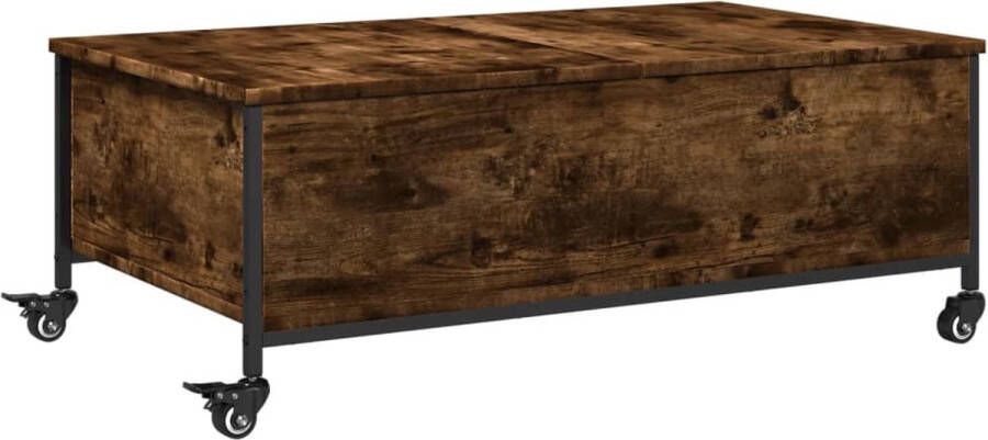 VidaXL Salontafel metÂ wielen 91x55x34 cm bewerktÂ hout gerookt eiken - Foto 3