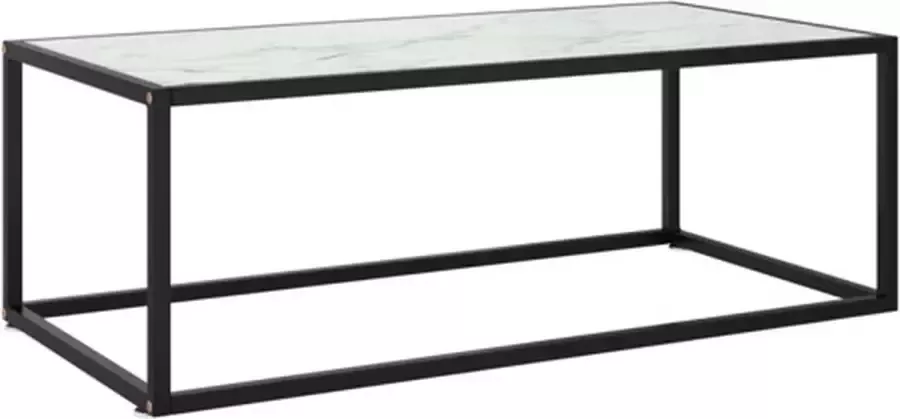 VidaXL -Salontafel-met-wit-marmerglas-100x50x35-cm-zwart - Foto 3