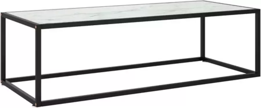 VidaXL -Salontafel-met-wit-marmerglas-120x50x35-cm-zwart - Foto 2