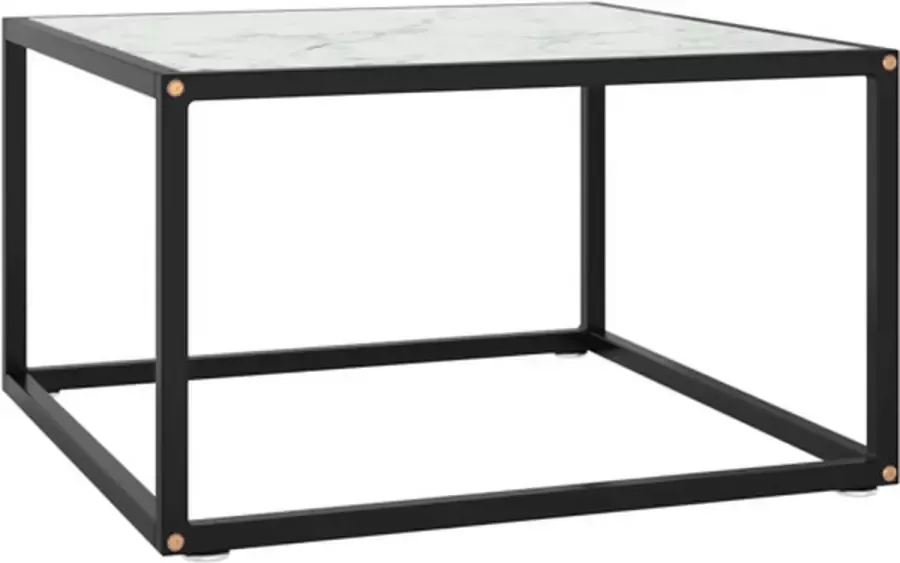 VidaXL -Salontafel-met-wit-marmerglas-60x60x35-cm-zwart - Foto 3