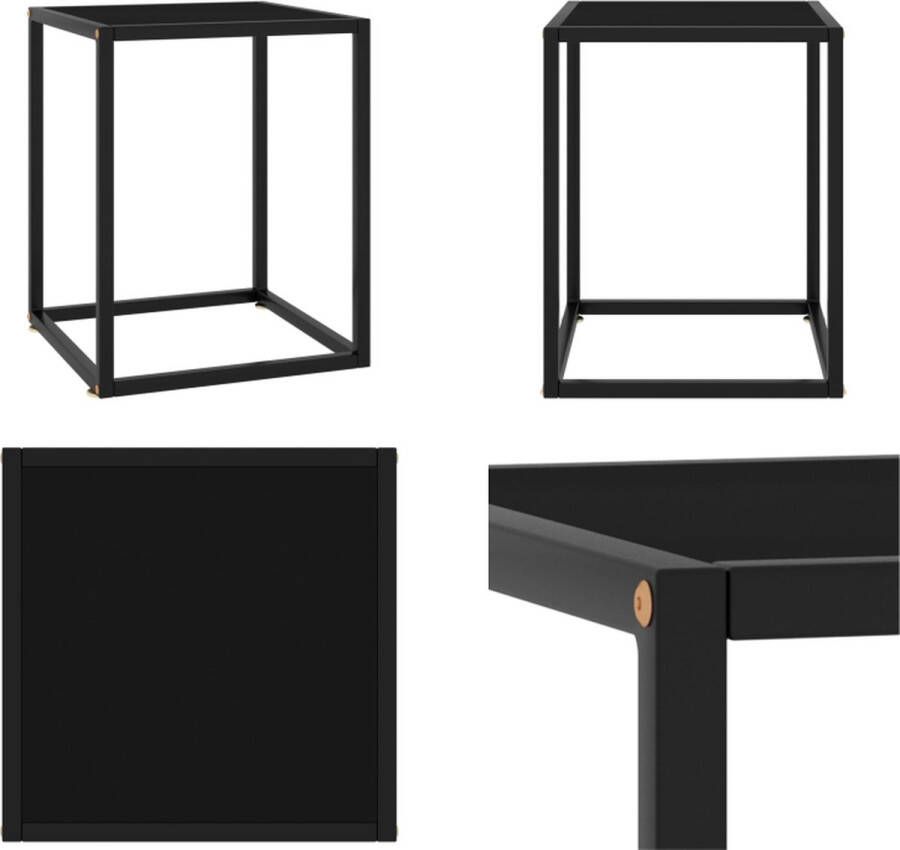 VidaXL Salontafel met zwart glas 40x40x50 cm zwart Salontafel Salontafels Koffietafel Koffietafels