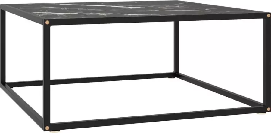 VidaXL Salontafel met zwart marmer glas 80x80x35 cm