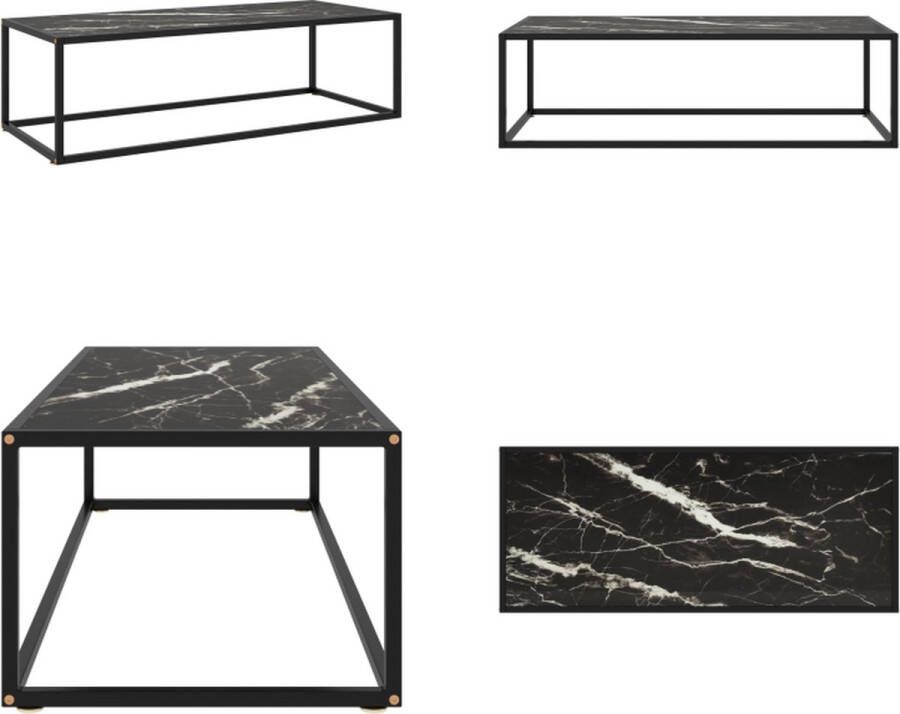 VidaXL Salontafel met zwart marmerglas 120x50x35 cm zwart Salontafel Salontafels Koffietafel Koffietafels