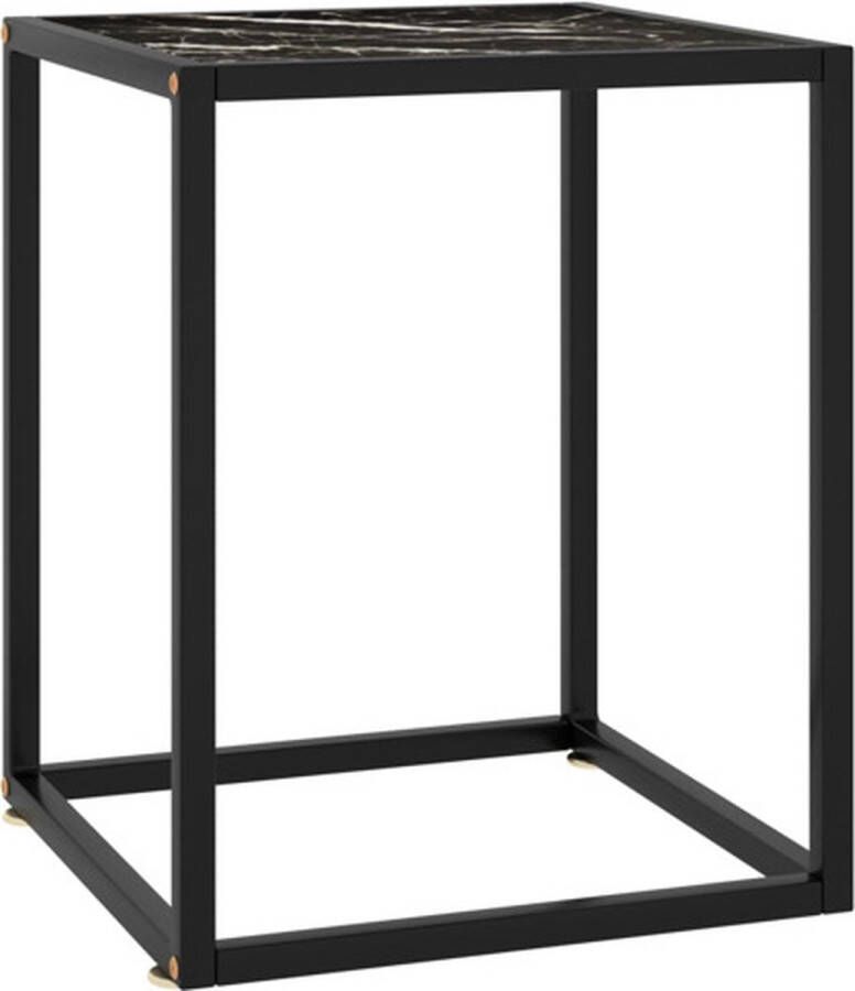 VidaXL -Salontafel-met-zwart-marmerglas-40x40x50-cm-zwart - Foto 3
