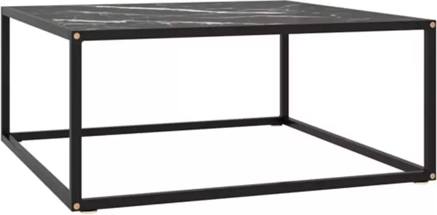 VidaXL -Salontafel-met-zwart-marmerglas-80x80x35-cm-zwart - Foto 3