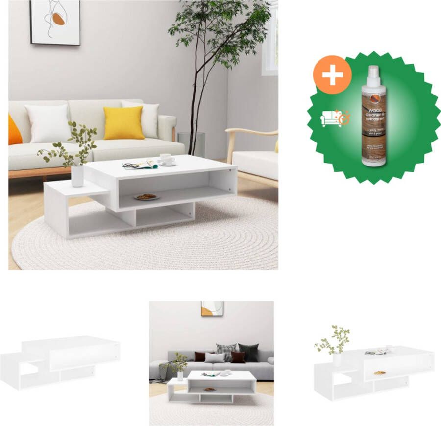 VidaXL Salontafel Middelste Wit 105x55x32 cm Opbergruimte Tafel Inclusief Houtreiniger en verfrisser