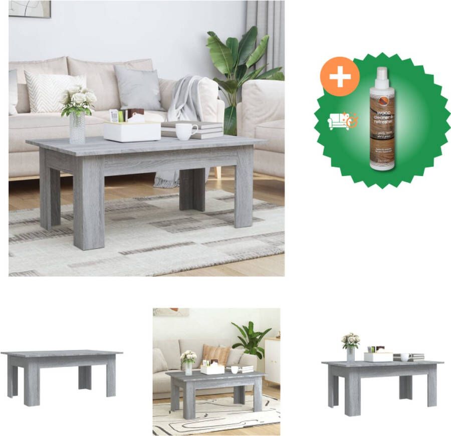 VidaXL Salontafel Modern Bewerkt hout 100x60x42 cm Grijs sonoma eiken Tafel Inclusief Houtreiniger en verfrisser