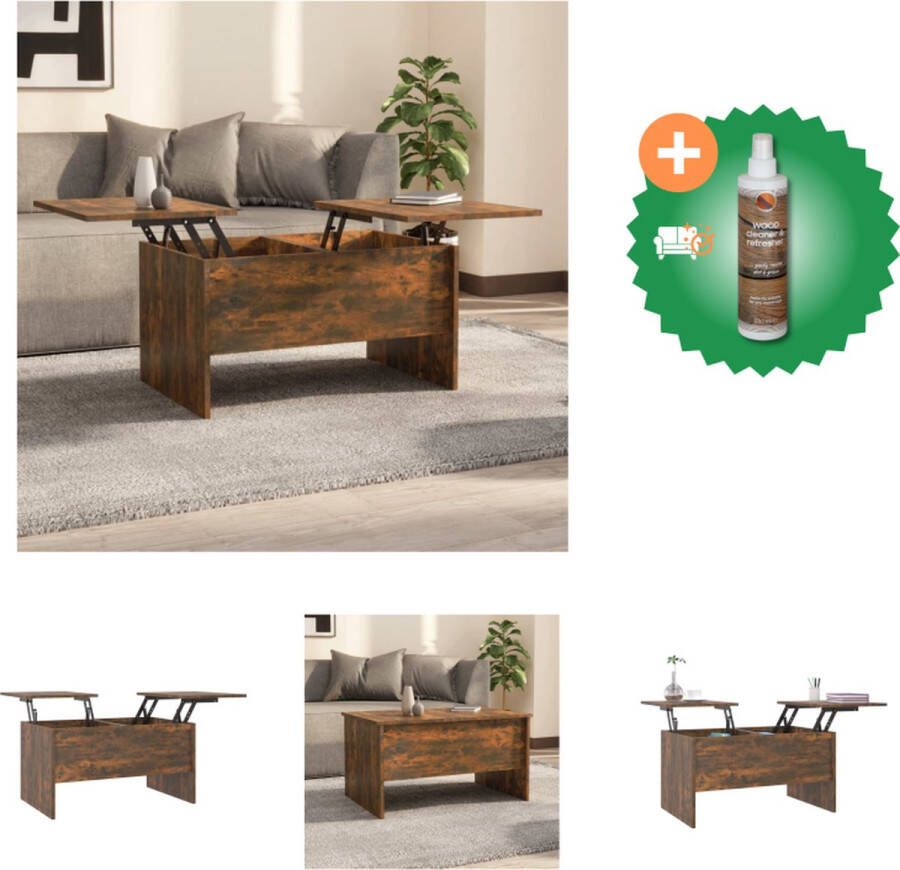 VidaXL Salontafel Modern Bewerkt Hout 80 x 50 x 42.5 cm Gerookt Eiken Tafel Inclusief Houtreiniger en verfrisser