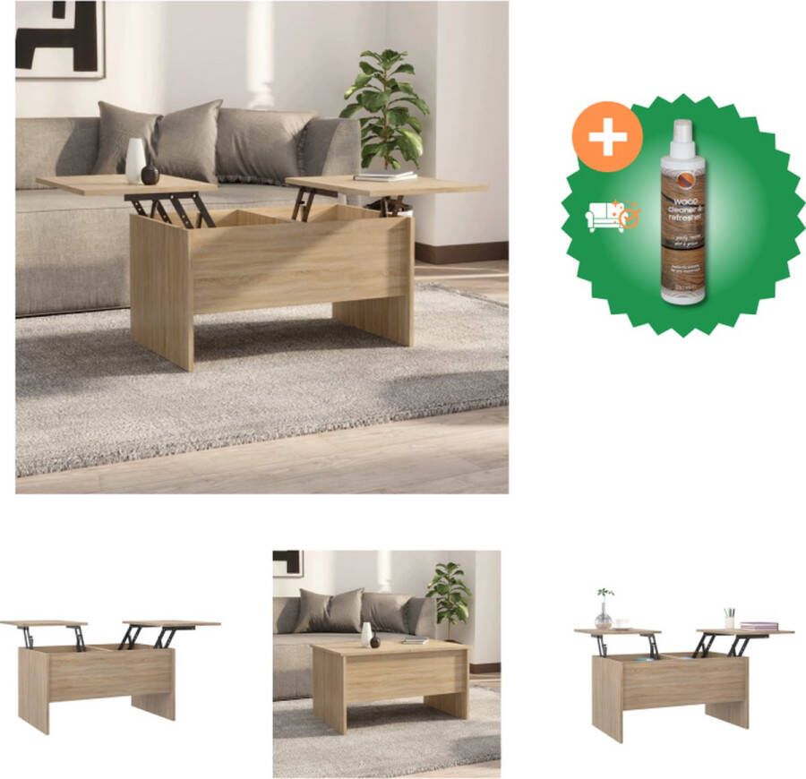 VidaXL Salontafel Modern Bewerkt Hout 80 x 50 x 42.5 cm Sonoma Eiken Tafel Inclusief Houtreiniger en verfrisser