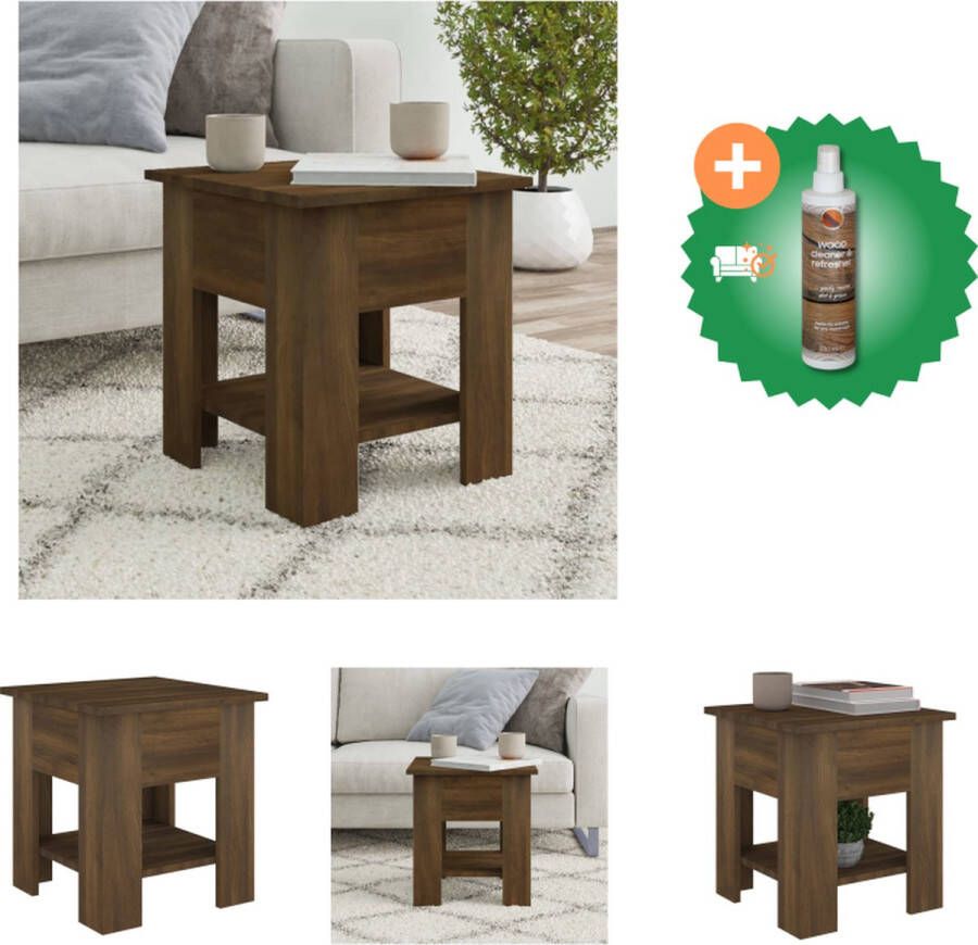 VidaXL Salontafel 40x40x42 cm bewerkt hout bruineikenkleurig Tafel Inclusief Houtreiniger en verfrisser