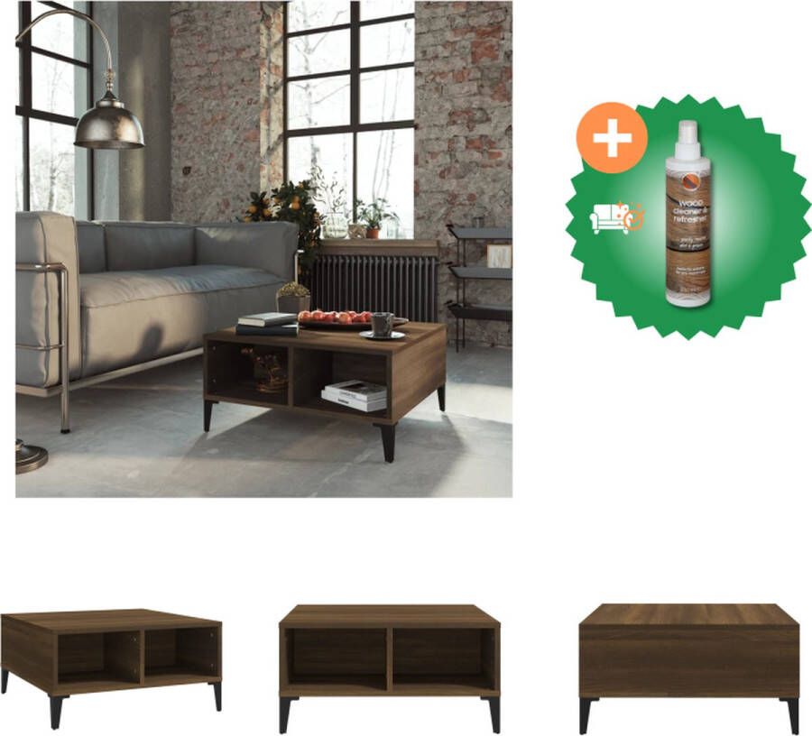 VidaXL salontafel Modern bruineiken 60 x 60 x 30 cm opbergshelves Tafel Inclusief Houtreiniger en verfrisser - Foto 2