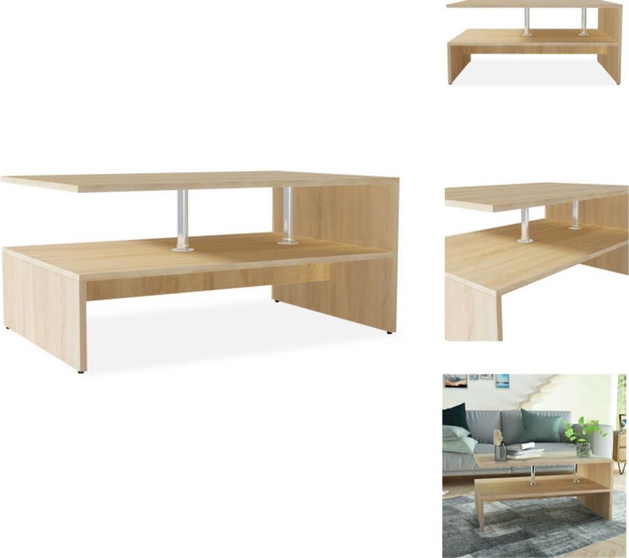 VidaXL Salontafel Salontafels Koffietafel Koffietafels Salontafel 90x59x42 cm bewerkt hout eikenkleurig - Foto 2