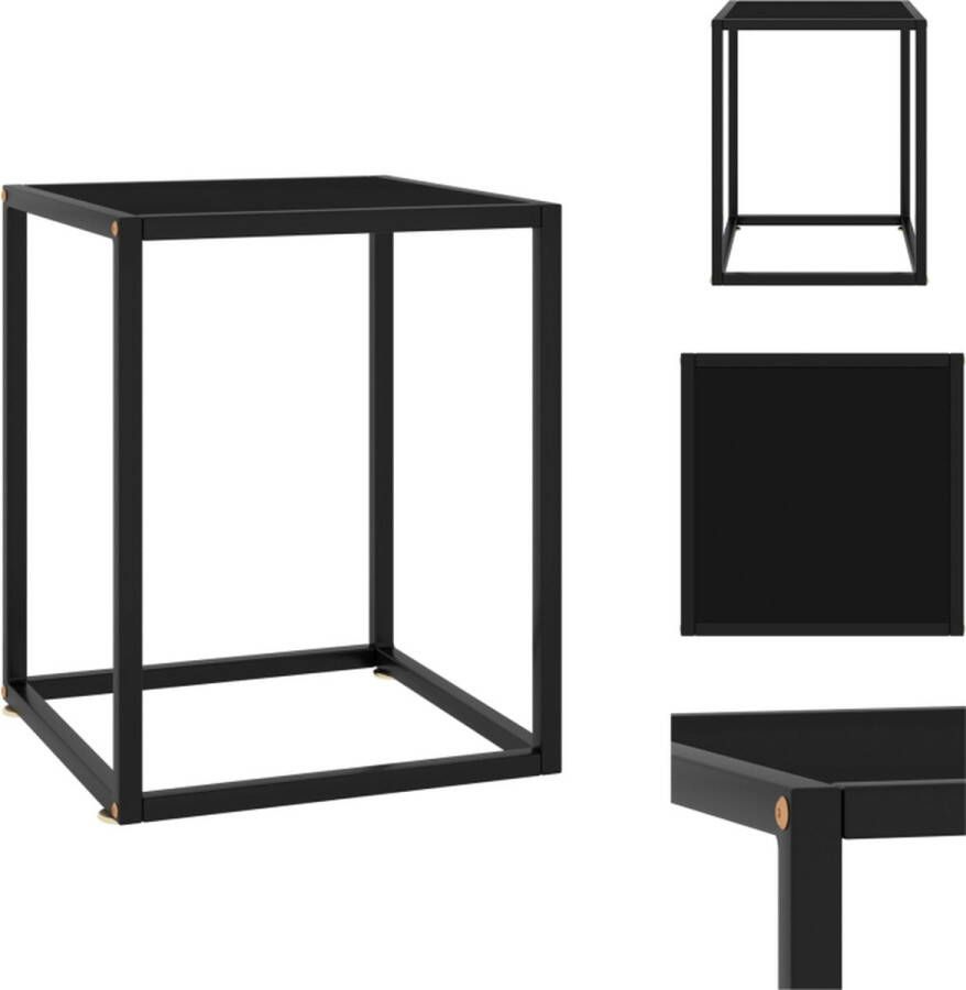 VidaXL Salontafel Salontafels Koffietafel Koffietafels Salontafel met zwart glas 40x40x50 cm zwart - Foto 2