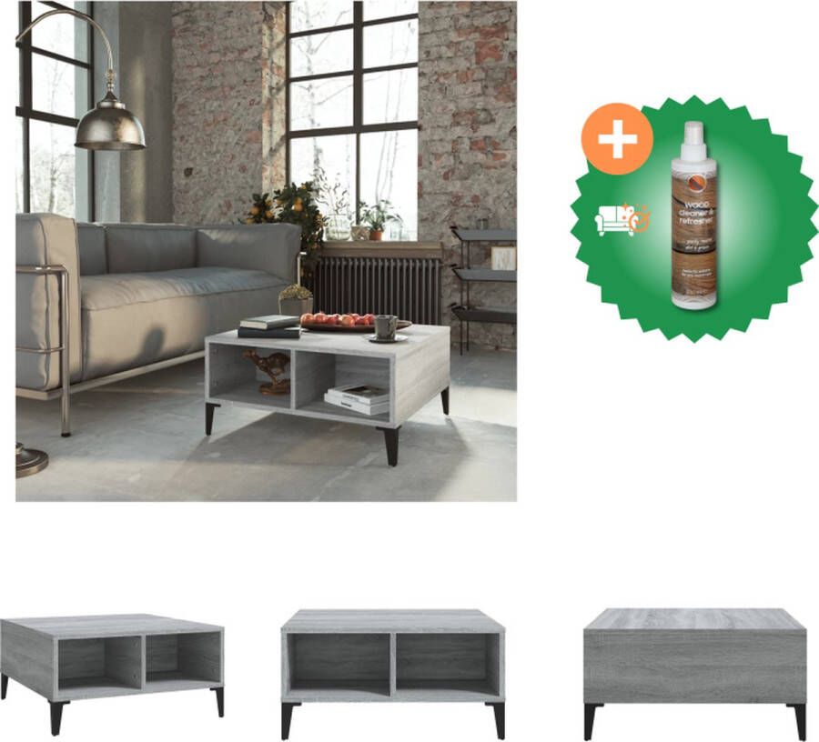 VidaXL Salontafel 60x60x30 cm spaanplaat grijs sonoma eikenkleurig Tafel Inclusief Houtreiniger en verfrisser