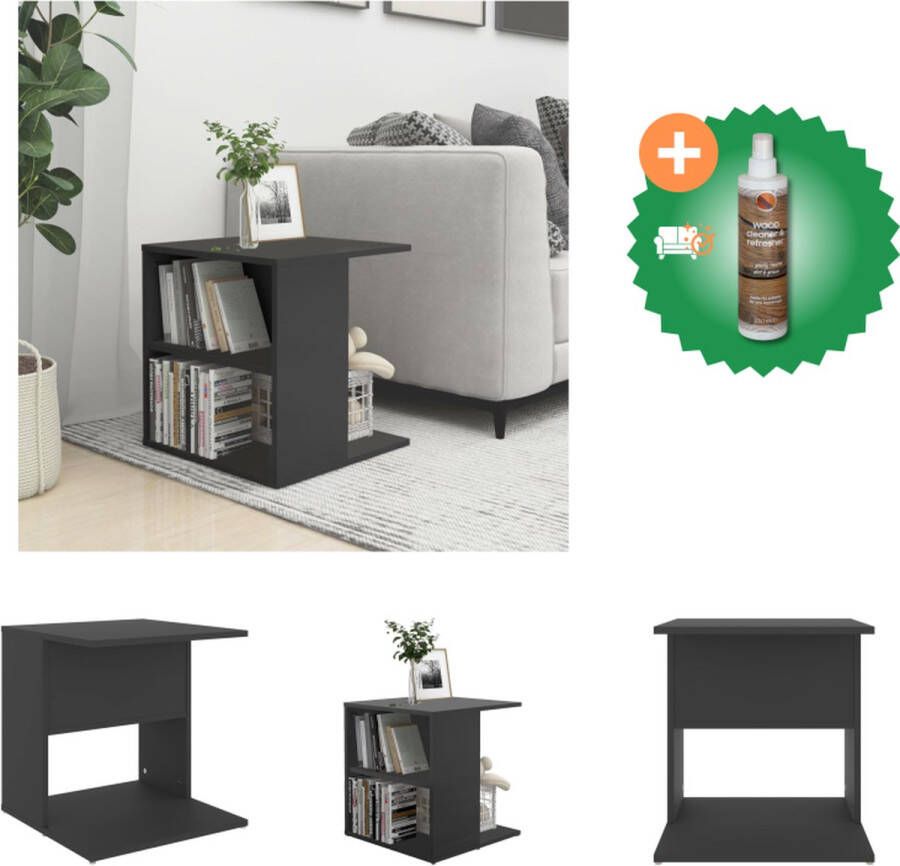 VidaXL Salontafel Modern Grijs Spaanplaat 45x45x48 cm Met open vakken Tafel Inclusief Houtreiniger en verfrisser