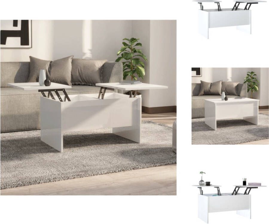 VidaXL Salontafel Modern Hoogglans wit 80 x 50 x 42.5 cm Voldoende opbergruimte Tafel