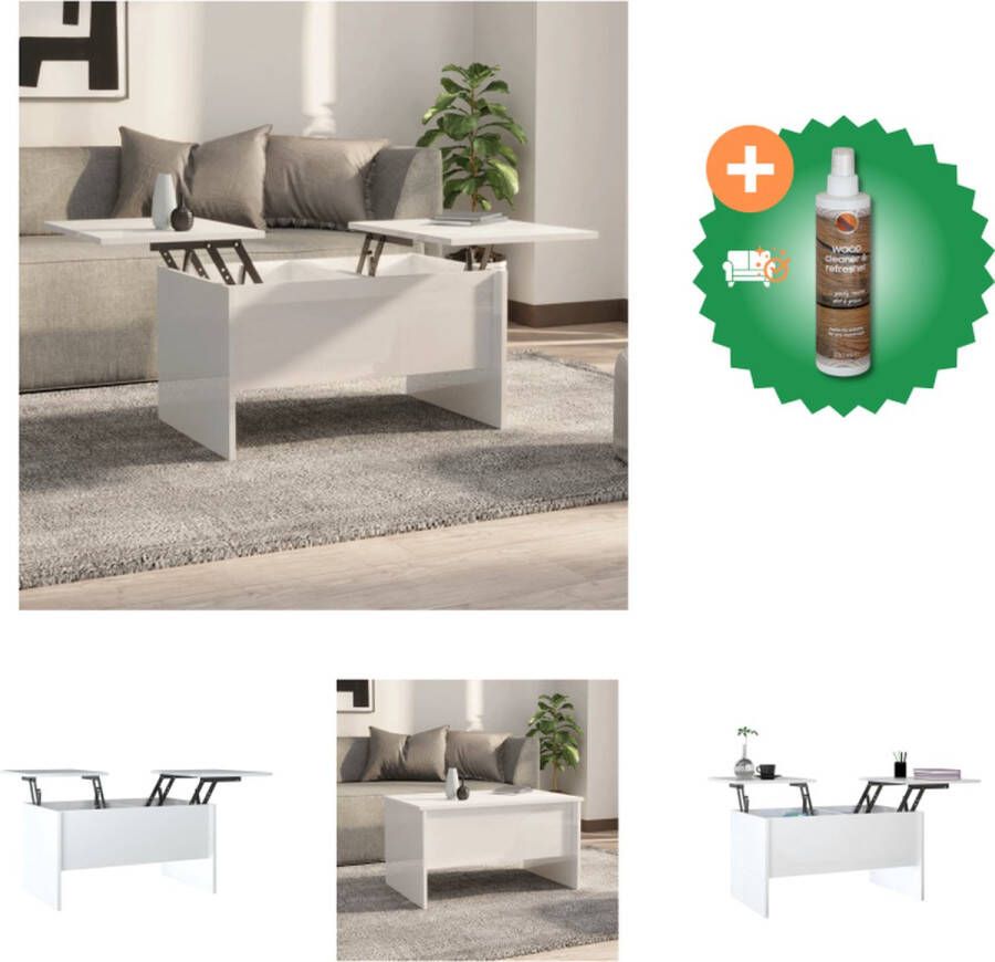 VidaXL Salontafel Modern Hoogglans wit 80 x 50 x 42.5 cm Voldoende opbergruimte Tafel Inclusief Houtreiniger en verfrisser
