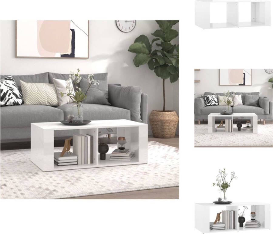 VidaXL Salontafel Salontafels Bijzettafel Woonkamertafel Salontafel 100x50x36 cm bewerkt hout hoogglans wit - Foto 2