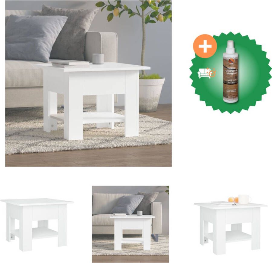 VidaXL Salontafel Modern Wit 55 x 55 x 42 cm Opbergschap Tafel Inclusief Houtreiniger en verfrisser