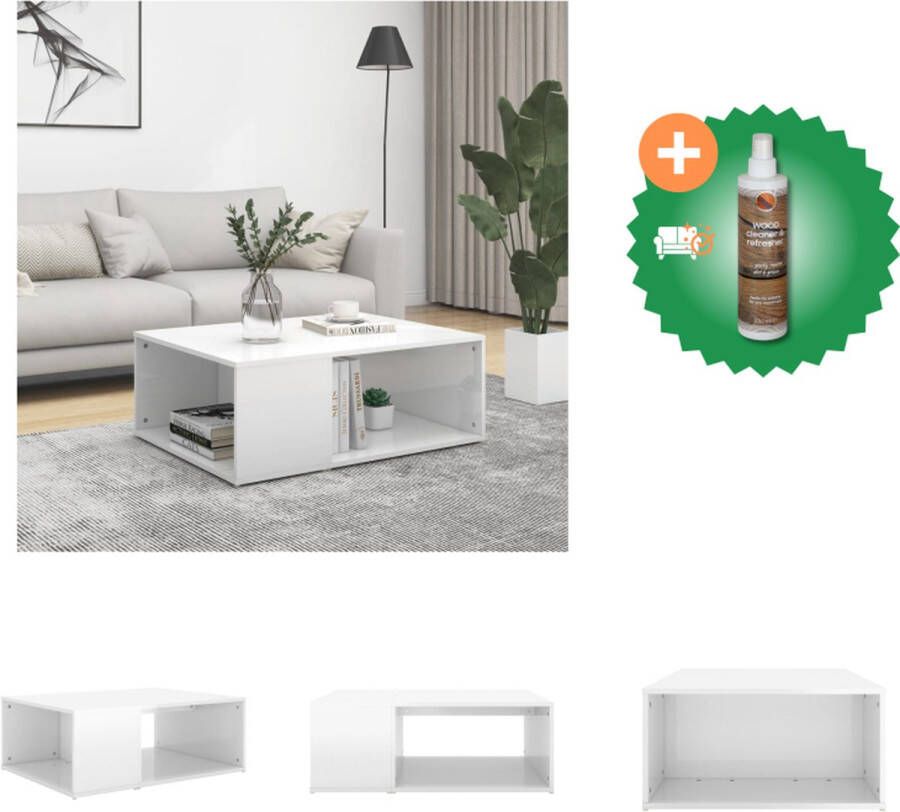 VidaXL Salontafel Moderne Charme Woonkamermeubel 90 x 67 x 33 cm Hoogglans wit spaanplaat Tafel Inclusief Houtreiniger en verfrisser