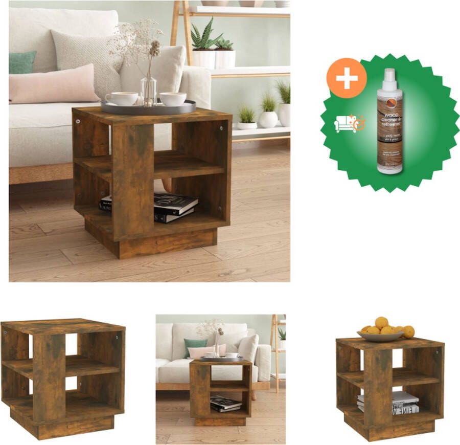 VidaXL Salontafel 40x40x43 cm bewerkt hout gerookt eikenkleurig Tafel Inclusief Houtreiniger en verfrisser