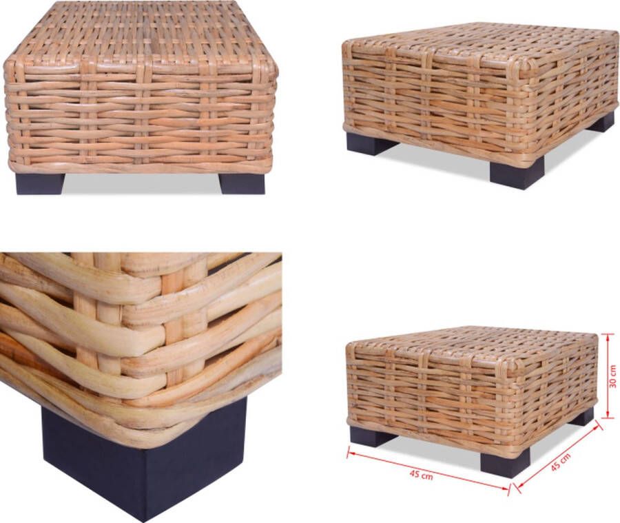 VidaXL Salontafel natuurlijk rattan 45x45x30 cm Tafel Tafels Salontafel Salontafels