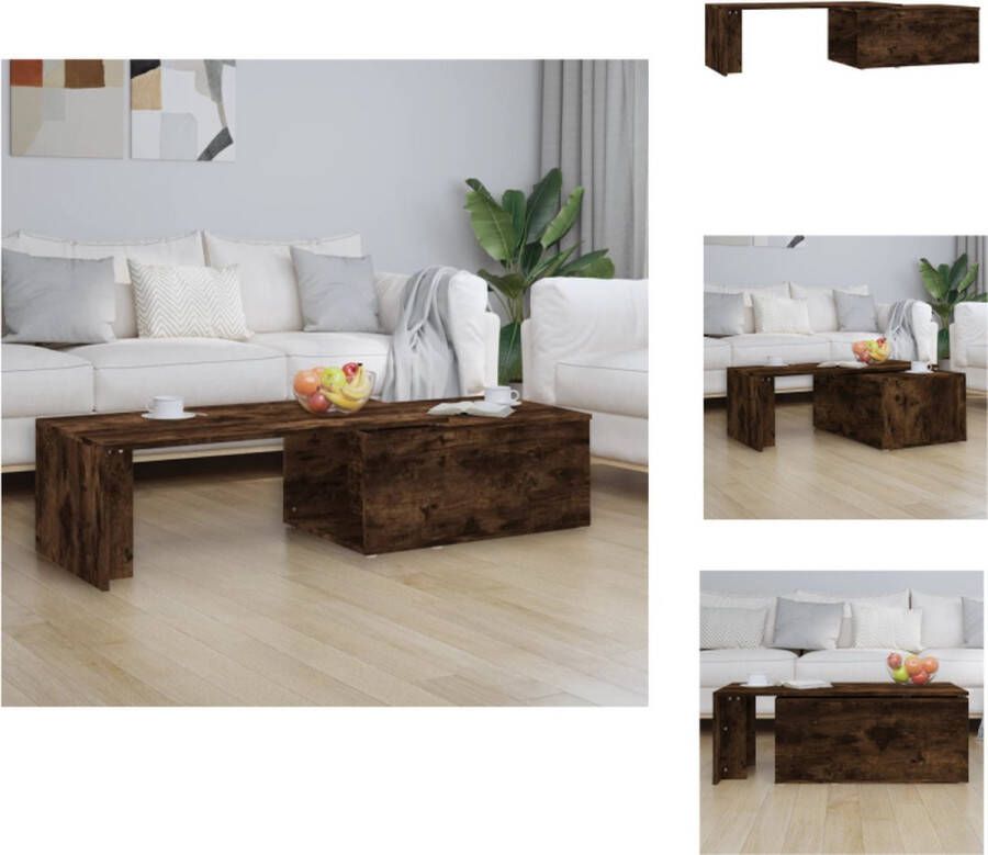 VidaXL Salontafel Opvallende Salontafel 150 x 50 x 35 cm Ken- 360-graden draaibaar Kleur- gerookt eiken Materiaal- bewerkt hout Tafel