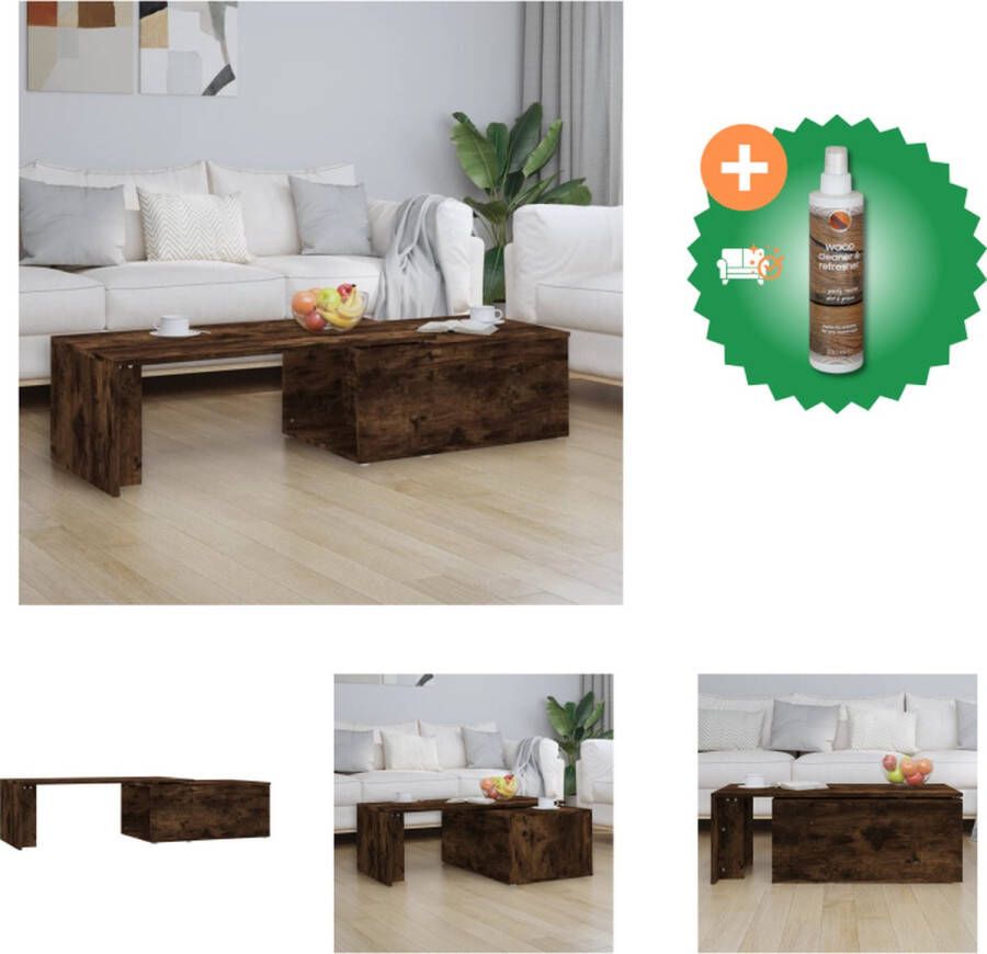 VidaXL Salontafel Opvallende Salontafel 150 x 50 x 35 cm Ken- 360-graden draaibaar Kleur- gerookt eiken Materiaal- bewerkt hout Tafel Inclusief Houtreiniger en verfrisser