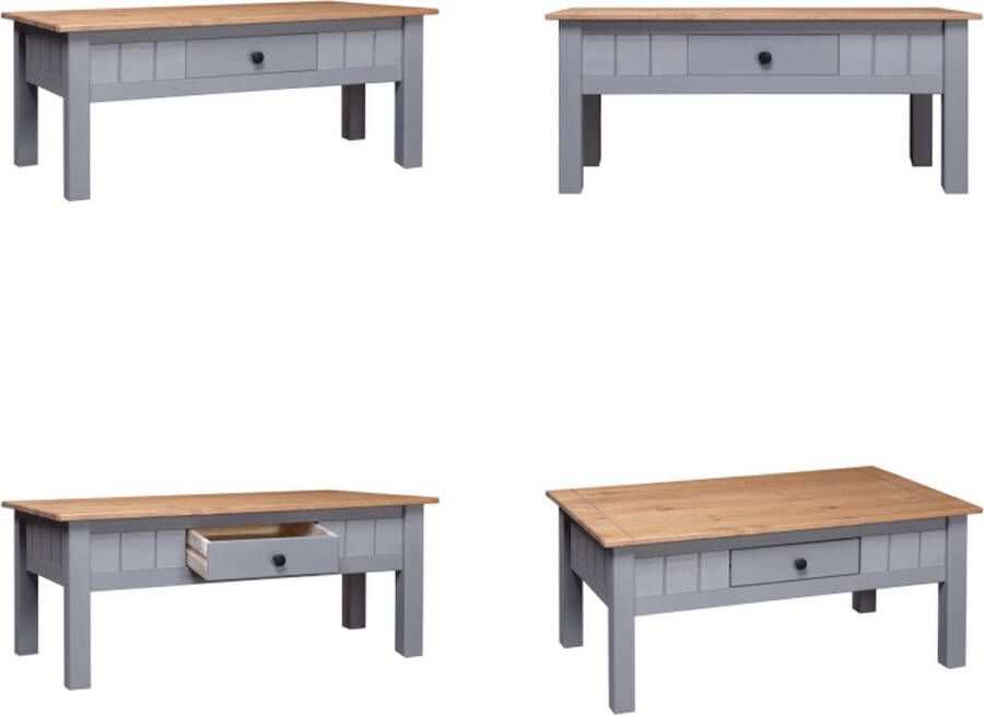 VidaXL Salontafel Panama Range 100x60x45 cm massief grenenhout grijs Salontafel Salontafels Bijzettafel Bijzettafels
