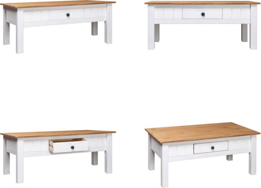 VidaXL Salontafel Panama Range 100x60x45 cm massief grenenhout wit Salontafel Salontafels Bijzettafel Bijzettafels