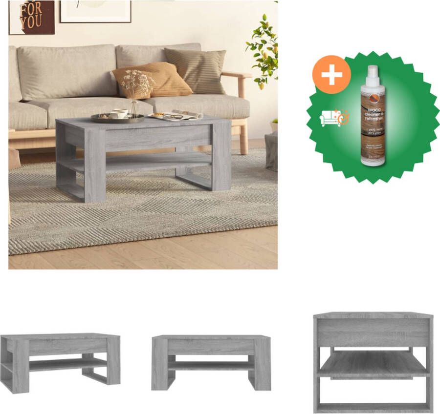 VidaXL Salontafel Praktisch Grijs Sonoma Eiken 102x55x45cm Bewerkt Hout Tafel Inclusief Houtreiniger en verfrisser